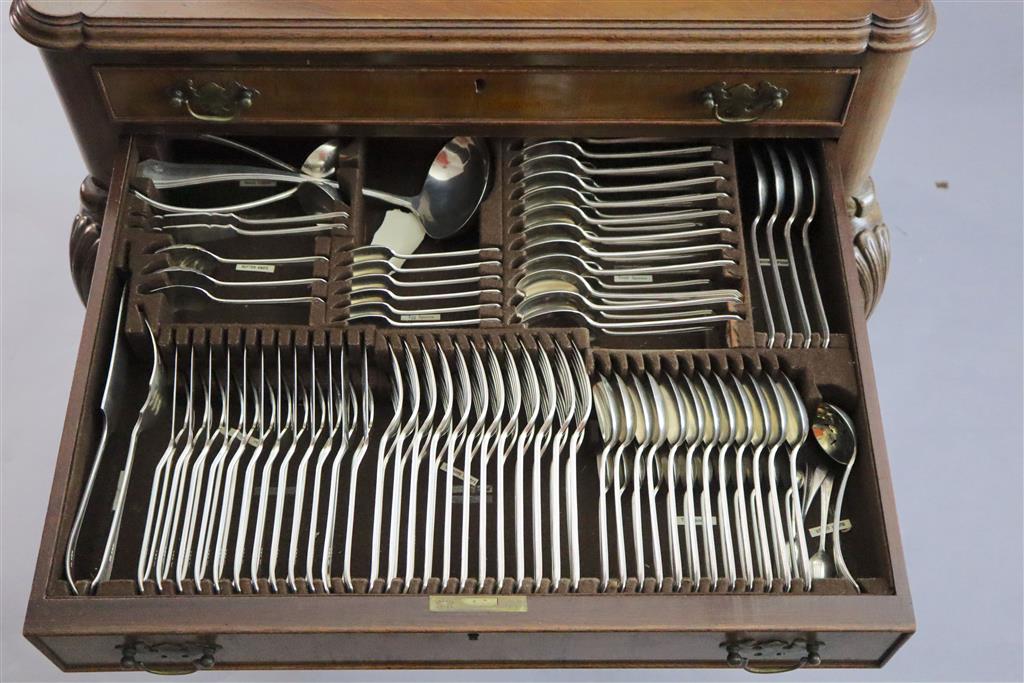 A George VI silver canteen of Salisbury? pattern cutlery for twelve by Mappin & Webb,